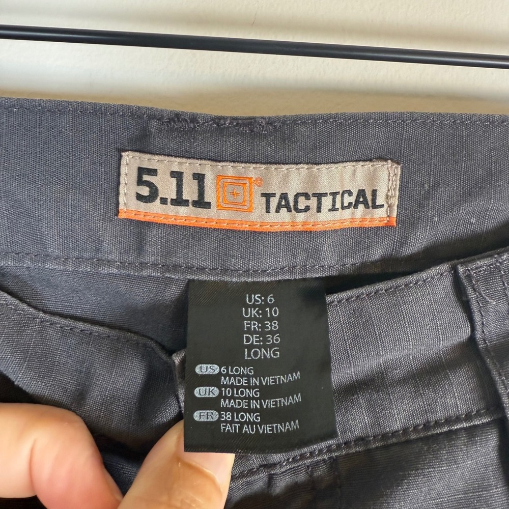 5.11 Tactical Cargo Pants Size 6 Long Grey Ripstop Multi Pocket Utility Workwear - Picture 3 of 5